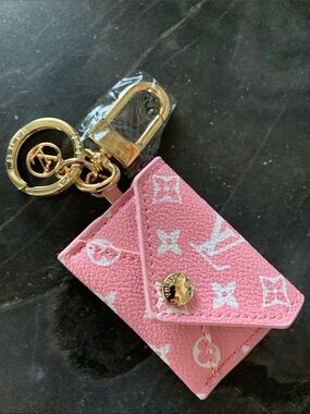 Pink Designer INSPIRED Monogram Mini Envelope Key Pouch Bag Charm